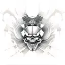 samurai warrior skull face tattoo design idea