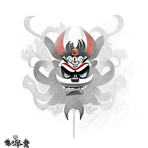 aku aku from crash bandicoot with fruits and leaves  tattoo design idea