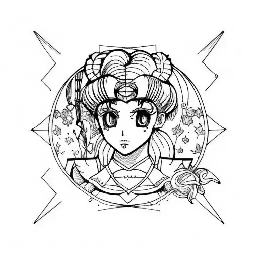 alt gothic sailor moon tattoo design idea