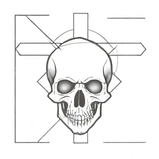 cross and Shadow and skull tattoo design idea