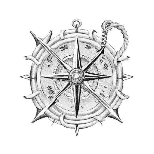 A vintage car with nautical elements like an anchor or compass tattoo design idea