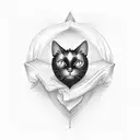 Black cat on moo  tattoo design idea