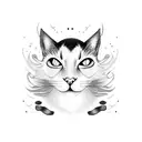 Black cat on moo  tattoo design idea