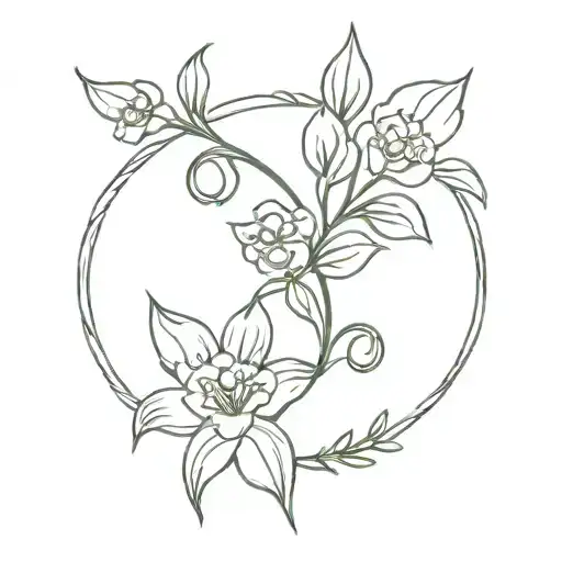 Lily of the valley flower and rose intertwined tattoo design idea