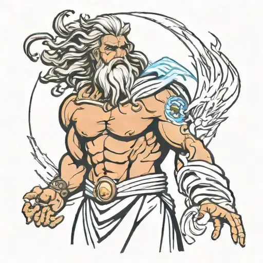 Zeus holding a lightning tattoo design idea