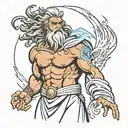 Zeus holding a lightning tattoo design idea