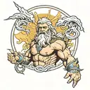 Zeus holding a lightning tattoo design idea