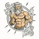 Zeus holding a lightning tattoo design idea