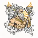Zeus holding a lightning tattoo design idea