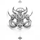 Lithuanian coat of arms with viking runes and snakes tattoo design idea