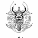 Lithuanian coat of arms with viking runes and snakes tattoo design idea
