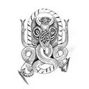Lithuanian coat of arms with viking runes and snakes tattoo design idea