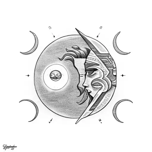 Sun and Moon tattoo design idea
