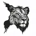 male lion face with scars and bleeding tattoo design idea