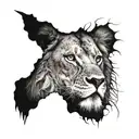male lion face with scars and bleeding tattoo design idea