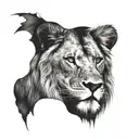 male lion face with scars and bleeding tattoo design idea