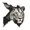 male lion face with scars and bleeding tattoo design idea