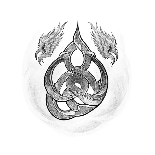 infinity loop with "phoenix" written in script along it tattoo design idea