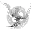 infinity loop symbol with "phoenix" written in script along it tattoo design idea