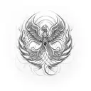 infinity loop symbol with "phoenix" written in script along it tattoo design idea