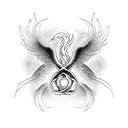 infinity loop with "phoenix" written in script along it tattoo design idea