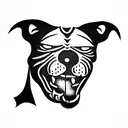 outline of an angry pit bull wearing a spiked choker tattoo design idea