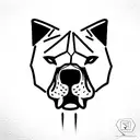 outline of an angry pit bull wearing a spiked choker tattoo design idea