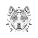 outline of a pit bull looking angry wearing a choker with spikes tattoo design idea