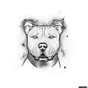 outline of a pit bull looking angry wearing a choker with spikes tattoo design idea