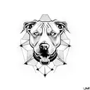 outline of a pit bull looking angry wearing a choker with spikes tattoo design idea