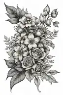birth flower September and April bouquet wrapped tattoo design idea