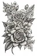 birth flower September and April bouquet wrapped tattoo design idea