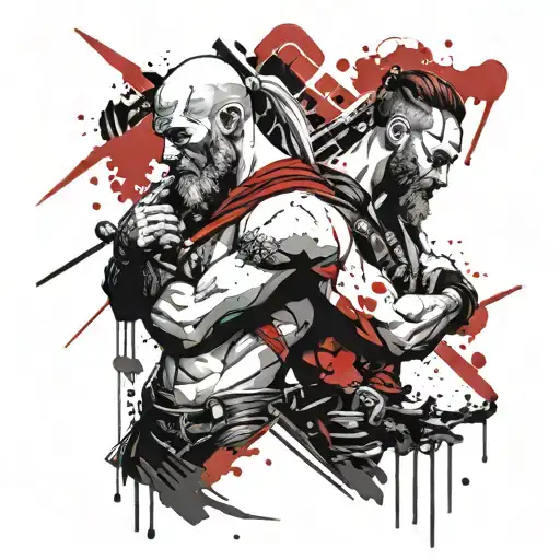 kratos and freya tattoo design idea