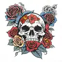 skull with roses tattoo design idea