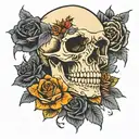 skull with roses tattoo design idea