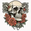skull with roses tattoo design idea