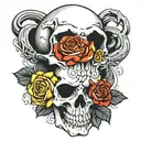 skull with roses tattoo design idea