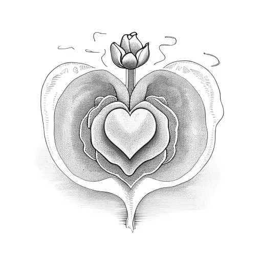 flower heart outline border tattoo design idea