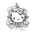 hello kitty flowers tattoo design idea