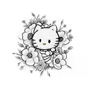 hello kitty flowers tattoo design idea