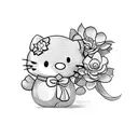 hello kitty flowers tattoo design idea