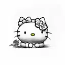 hello kitty flowers tattoo design idea