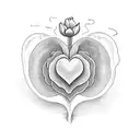 flower heart outline border tattoo design idea