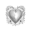 flower heart outline border tattoo design idea