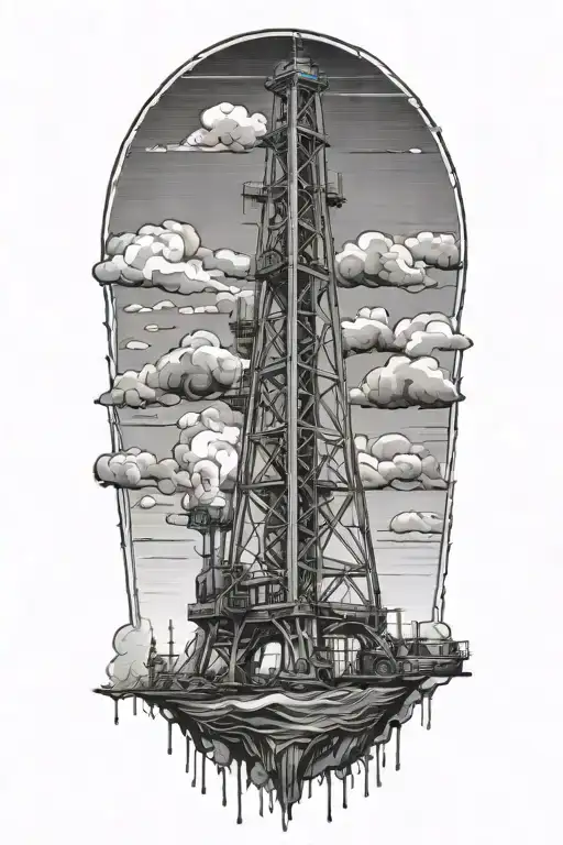 drilling rig tattoo design idea
