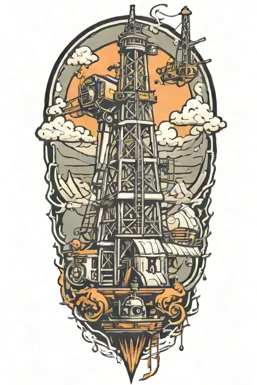 drilling rig tattoo design idea