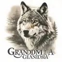 lone wolf scene  with writing saying grandma tattoo design idea