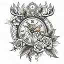 in loving memory for Grandpa with a clock and deer tattoo design idea
