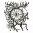 in loving memory for Grandpa with a clock and deer tattoo design idea