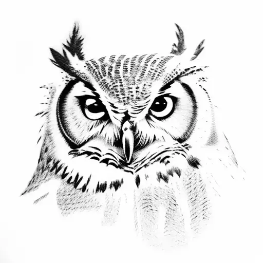 great horned owl screaming tattoo design idea